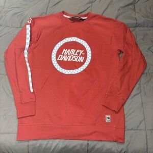 Harley Davidson Crew Neck Women’s Biker SweatShirt Race Stripe Sleeve